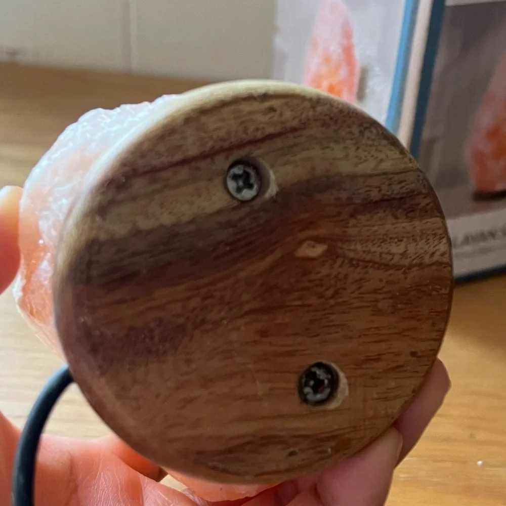 NIB New Room 2 Room Natural Himalayan Salt Lamp Natural Wood Base - USB Powered